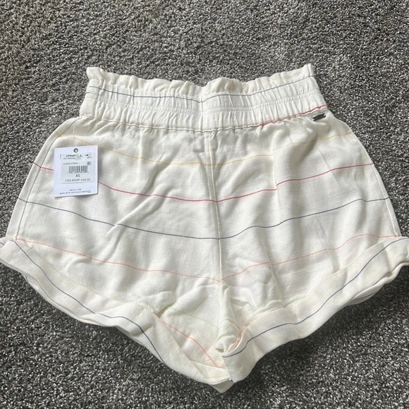 NWT O'Neill Alden Stripe Paperbag Waist Woven Shorts - Picture 3 of 4